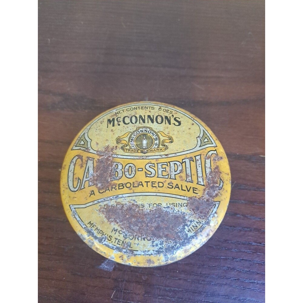 Vintage McConnon's Carbo-Septic A Carbolated Salve Tin Empty